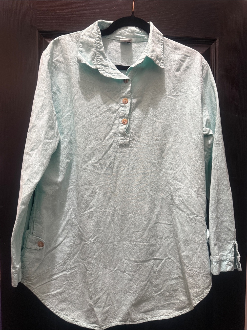 Women’s Light Mint Button-Front Tunic Top